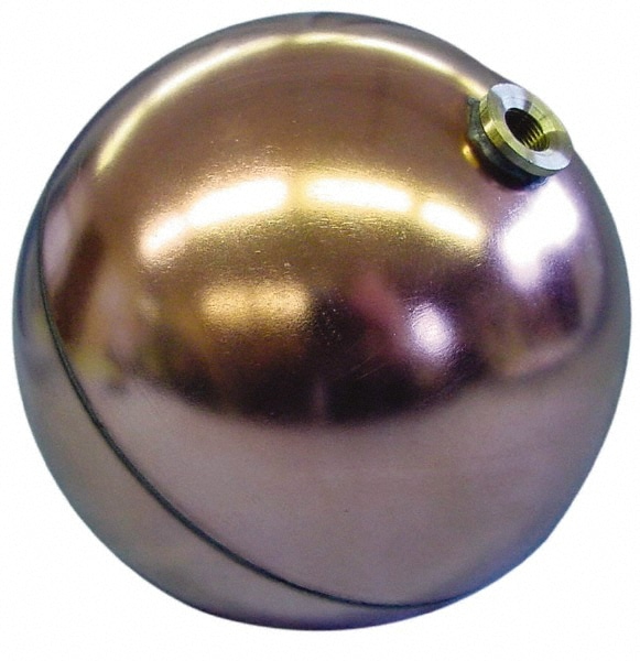 6" Diam, Spherical, Hex Spud Connection, Metal Float