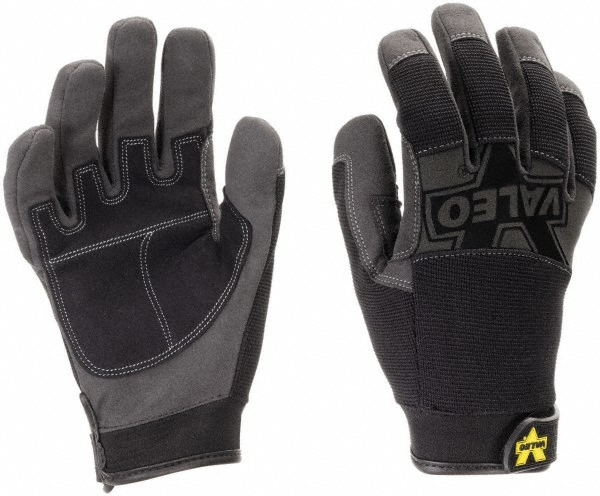 Work Gloves: Valeo ‭V140‬, Size Large, Not Lined, Leather, General Purpose - Black, Pair