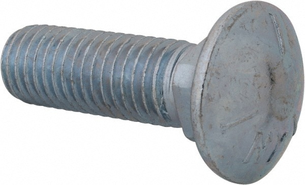 Carriage Bolt: 5/8-11, 2" Length Under Head, Square Neck