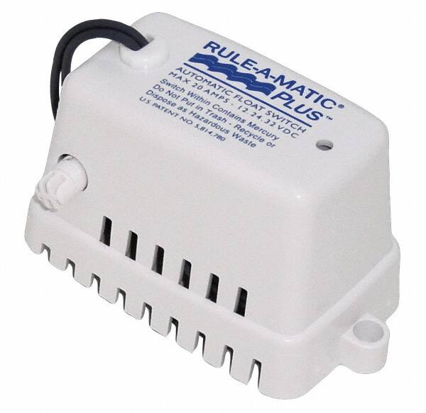 Float Switches; Pump Type: Bilge Pumps ; For Use With: Rule Bilge Pumps Drawing 20 Amps or Less ; Float Style: Horizontal Float Switch w/Guard & w/o Fuse Holder.. ; Voltage (DC): 12/24/32 ; Amperage Rating: 20 ; Housing Material: Plastic