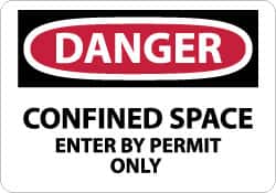 Sign: Rectangle, "Danger - Confined Space - Enter by Permit Only"