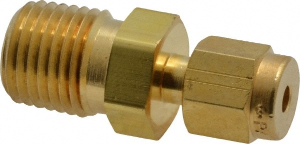 Compression Tube Connector: 1/4" Thread, Compression x MNPT