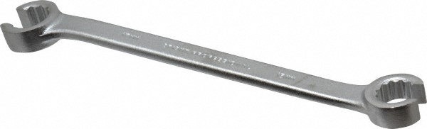 15 x 17mm, Chrome Finish, Open End Flare Nut Wrench - 12 Points, 8" OAL, Steel, Double End Head