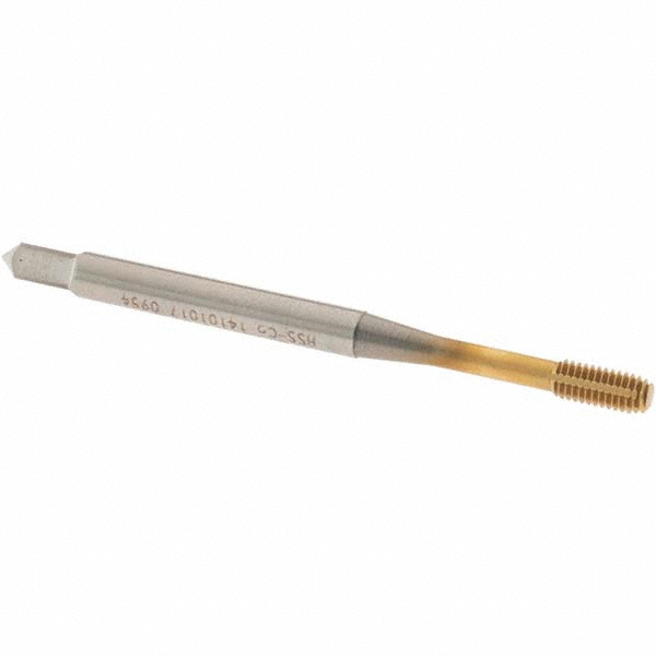 Thread Forming Tap: M3x0.5 Metric Coarse, 6H Class of Fit, Modified Bottoming Chamfer, Cobalt, TiN Finish