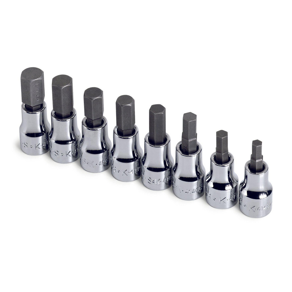 Hex Bit Socket Set: 3/8" Drive, 8 Pc, 5 to 12 mm Hex - 5 to 12mm Hex