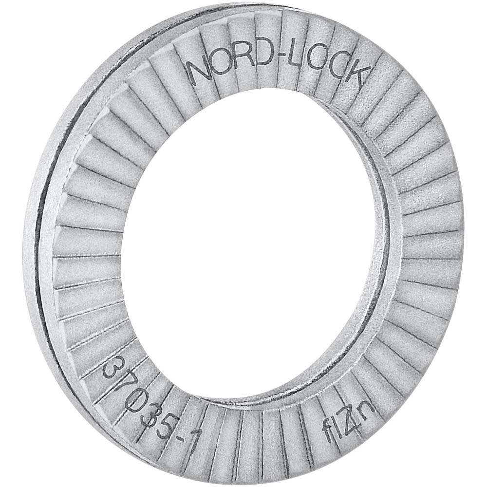 Wedge Lock Washer: 0.534" OD, 0.344" ID, Steel, Grade 2, Zinc-Plated - Zinc Flake Finish, 0.336 to 0.344" ID, 0.526" Min OD