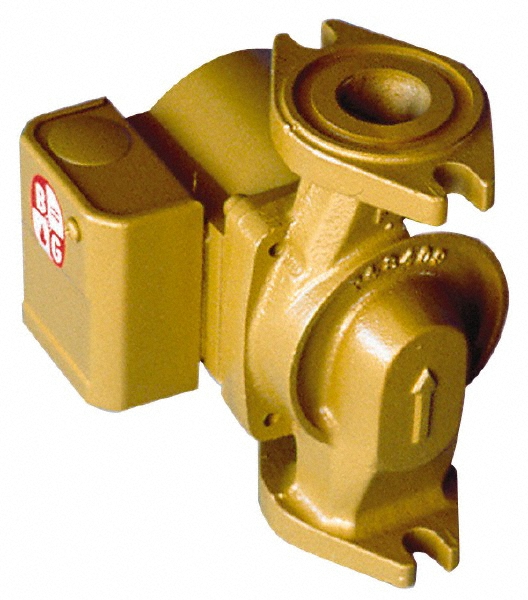 1/25 hp, 5-9/16" Long, 1 Phase, Bronze Housing, Polypropylene Impeller, Inline Circulator Pump - 115 Volt, 60 Hz, 6-3/8" Flange Width, Bell & Gossett Part No. 103252, 150 Max psi, ODP Motor
