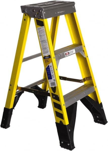 Werner 7303 2-Step Ladder: Fiberglass, Type IAA, 375 lb Capacity, 3 OAH 
