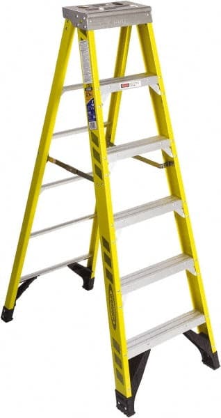 Werner 7306 5-Step Ladder: Fiberglass, Type IAA, 375 lb Capacity, 6 OAH 