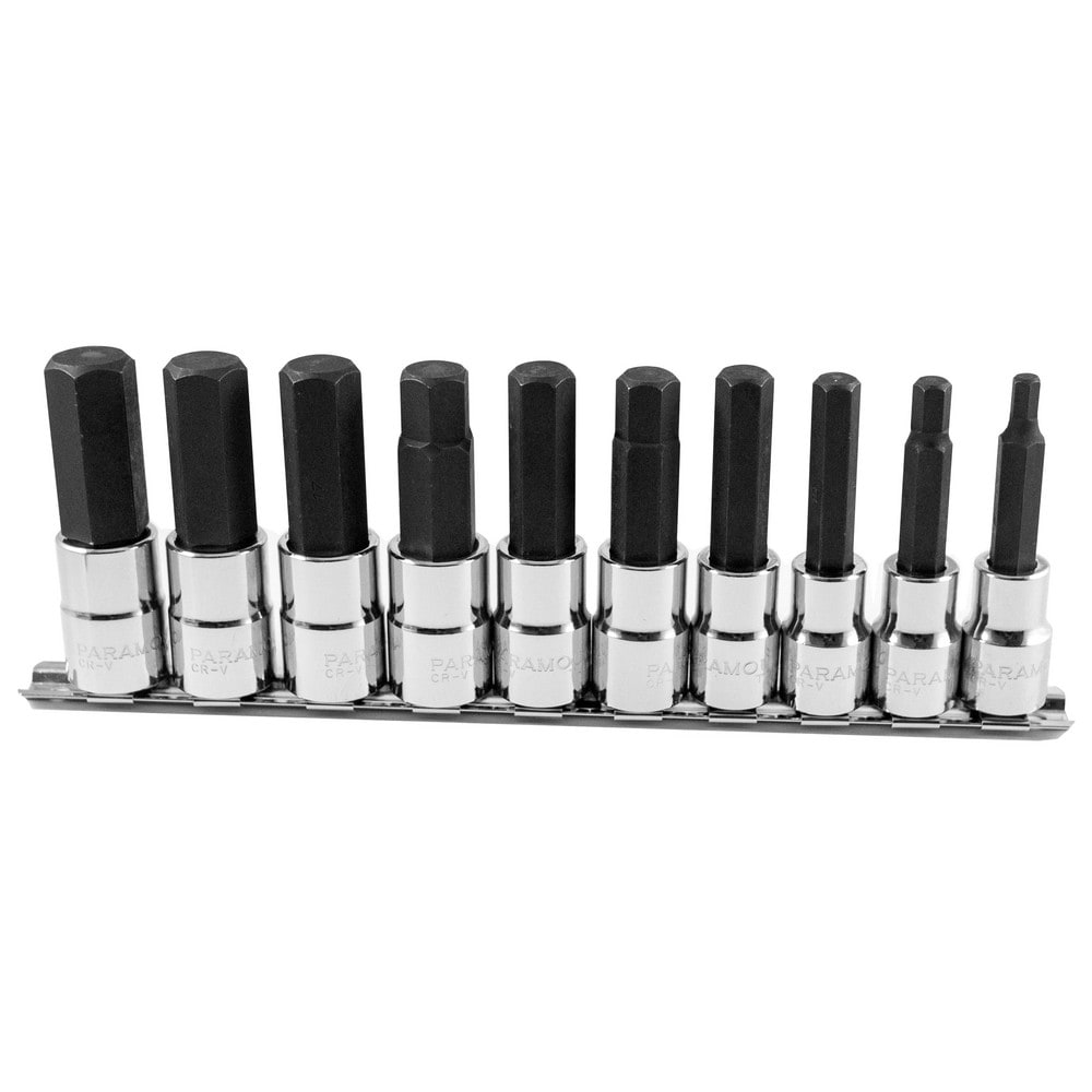 Paramount PAR-12HBS-S10 10 Pc 1/2" Drive Metric Hex Bit Socket Set 