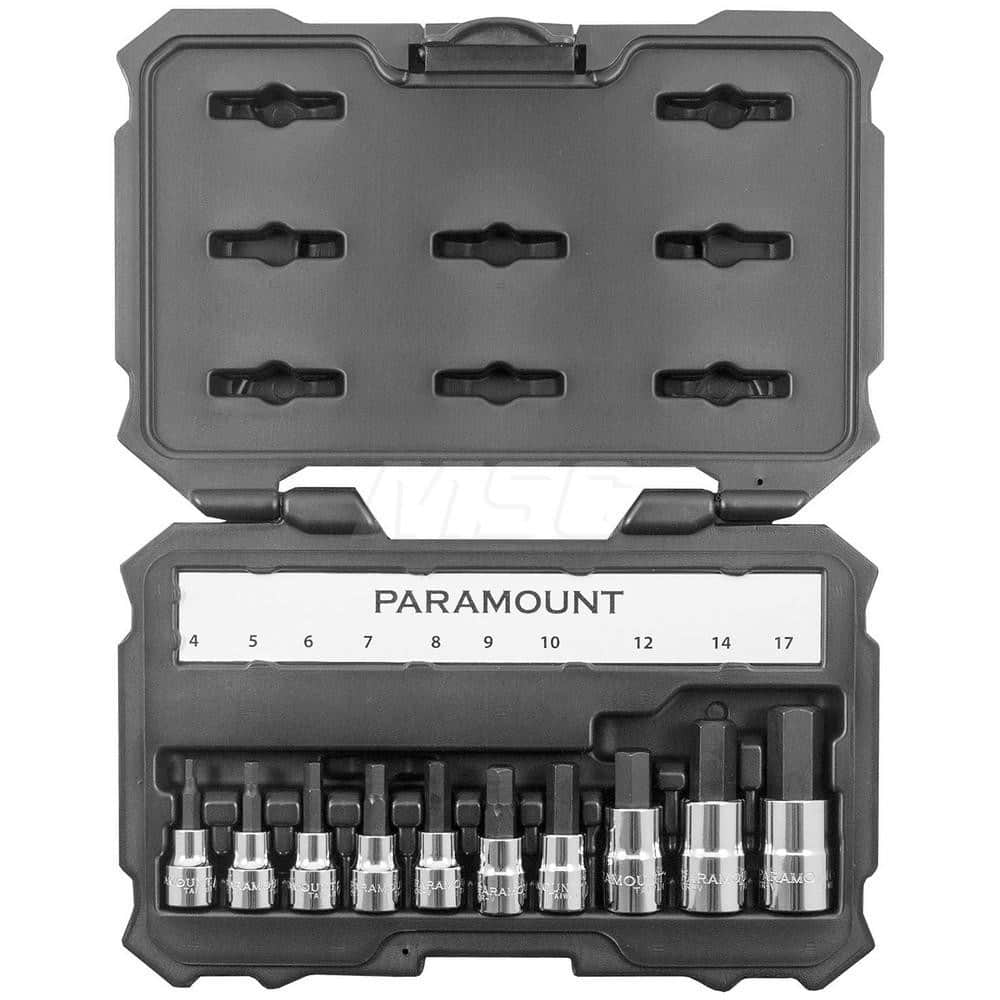 Paramount PAR-2HBS-S10M 10 Pc 3/8, 1/2" Drive Metric Hex Bit Socket Set 