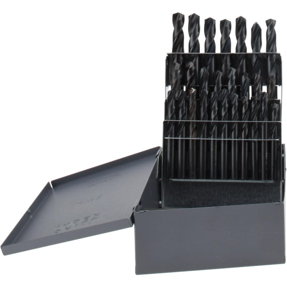Drill Bit Set: Screw Machine Length Drill Bits, 26 Pc, 135 °, High Speed Steel