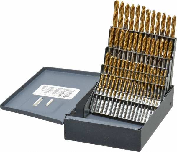 Hertel 135° Point, TiN Finish, High Speed Steel Screw Machine Length