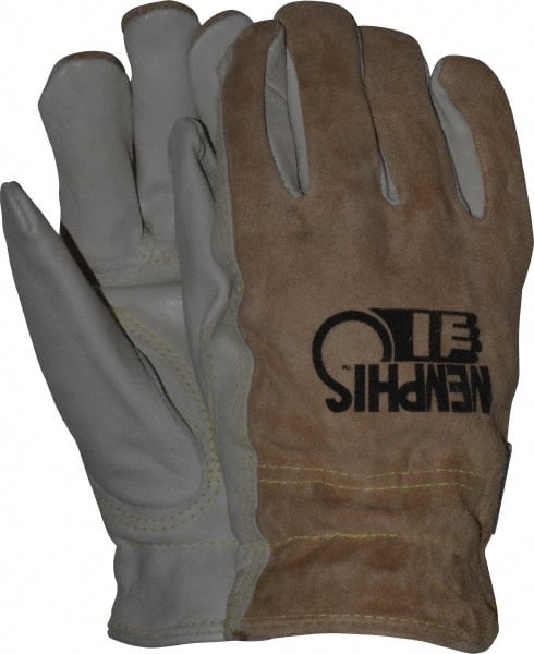 MCR Safety | Memphis® Cut, Puncture & Abrasive-Resistant Gloves: Size S, ANSI Cut 3, ANSI Puncture 4, Cowhide - Cream, Kevlar Lined, ANSI Abrasion 6