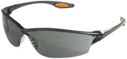 Safety Glass: Scratch-Resistant, Polycarbonate, Gray Lenses, Full-Framed, UV Protection