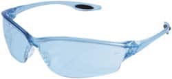 Safety Glass: Scratch-Resistant, Polycarbonate, Light Blue Lenses, Full-Framed, UV Protection