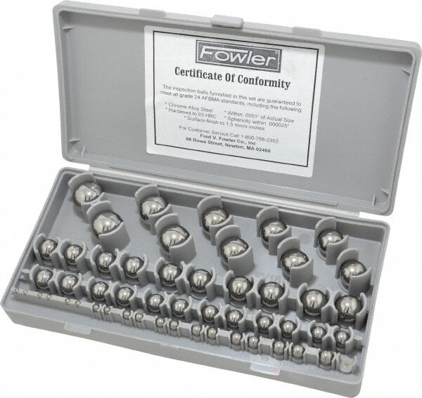 Gage Ball Sets; Minimum Diameter (Inch): 0.125in ; Maximum Diameter (Inch): 1in ; Accuracy Grade: 24 ; Material: Chrome Steel ; Tolerance: 0.0001 ; Standards: AFBMA Certified