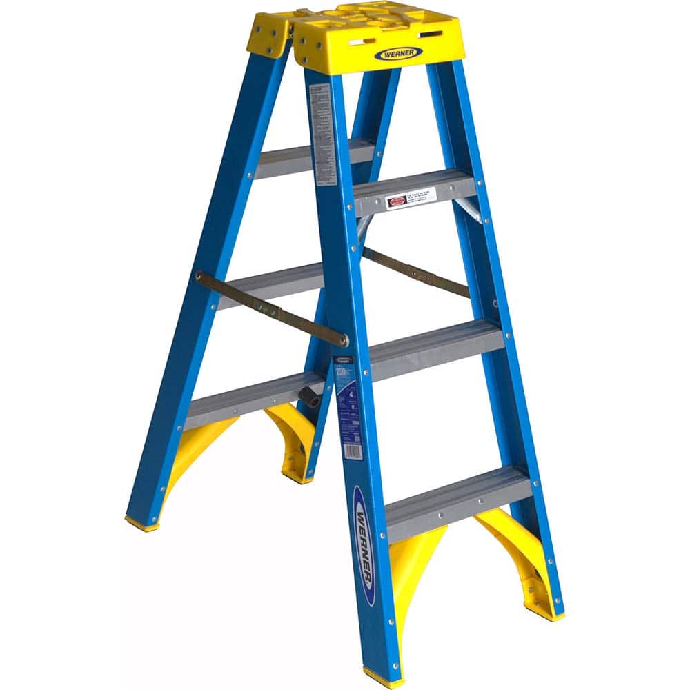 4-Step Fiberglass Step Ladder: Type I, 250 lb Capacity, 4' High
