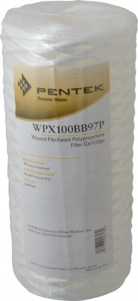Pentair 355221-43 Plumbing Cartridge Filter: 4-1/2" OD, 9-7/8" Long, 100 micron, Fibrillated Polypropylene 