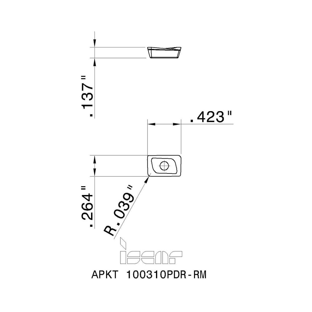 Iscar - Milling Insert: APKT 100310PDR-RM IC328, Carbide