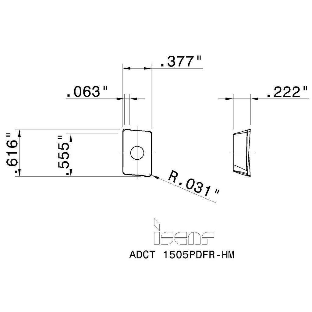 Iscar - Milling Inserts: Insert Style: ADCT; Insert Size: 15; Insert ...