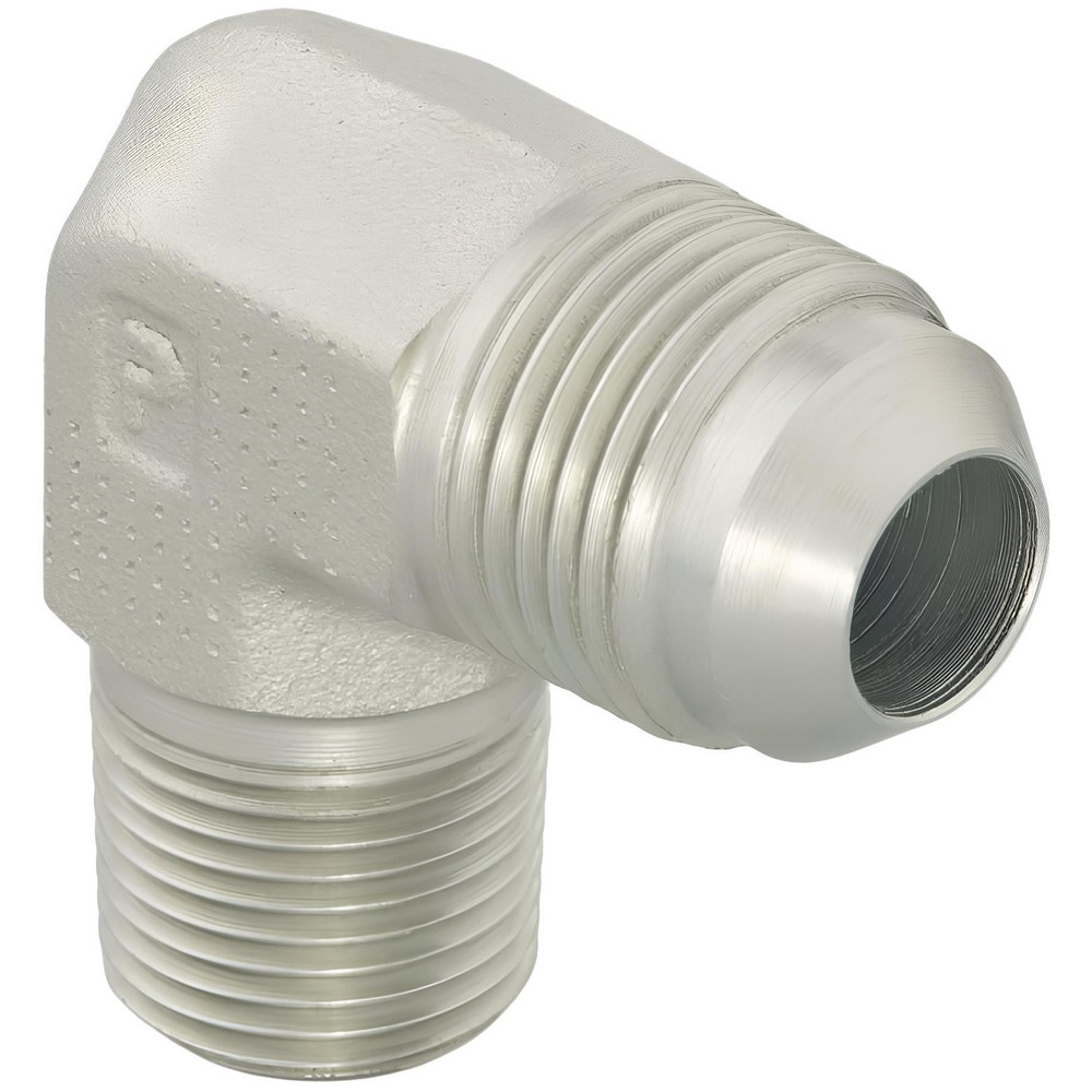 Brass Flared Tube Male Elbow: 1" Tube OD, 1 Thread, 37 ° Flared Angle