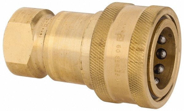 Hydraulic Hose Female Pipe Rigid Fitting: Hose Size 3/4", 3/4" Thread, 1,000 psi - Brass, NPTF, Threaded