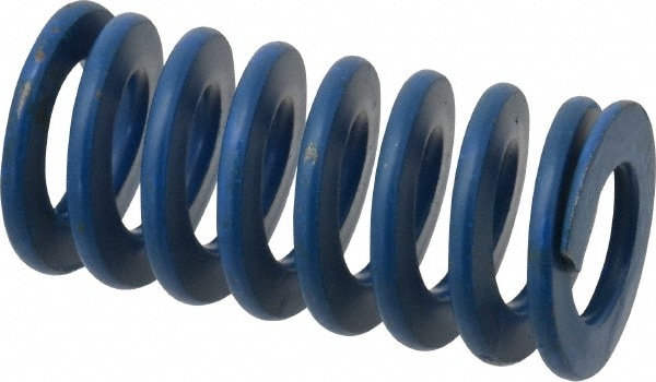 Die Spring: 1" Hole Dia, 1/2" Rod Dia, 2" Free Length, Blue