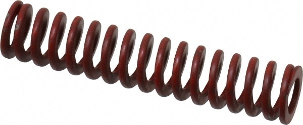 Die Spring: 3/8" Hole Dia, 3/16" Rod Dia, 1-3/4" Free Length, Red