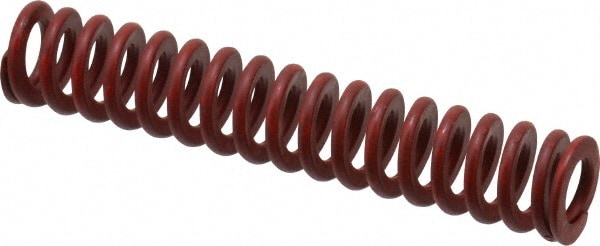 Die Spring: 3/8" Hole Dia, 3/16" Rod Dia, 2" Free Length, Red