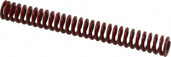 Die Spring: 3/8" Hole Dia, 3/16" Rod Dia, 3" Free Length, Red