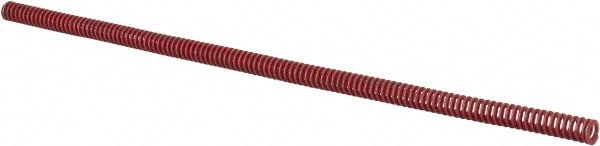 Die Spring: 3/8" Hole Dia, 3/16" Rod Dia, 12" Free Length, Red