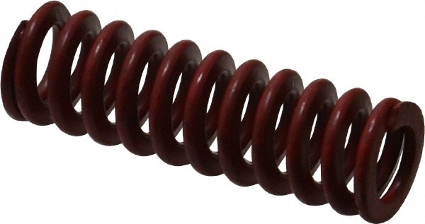 Die Spring: 1/2" Hole Dia, 9/32" Rod Dia, 1-1/2" Free Length, Red