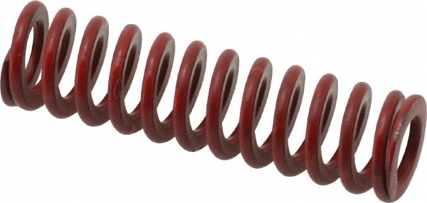 Die Spring: 1/2" Hole Dia, 9/32" Rod Dia, 1-3/4" Free Length, Red