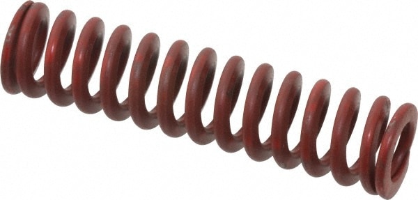 Die Spring: 1/2" Hole Dia, 9/32" Rod Dia, 2" Free Length, Red
