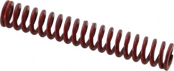 Die Spring: 1/2" Hole Dia, 9/32" Rod Dia, 3" Free Length, Red