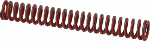 Die Spring: 1/2" Hole Dia, 9/32" Rod Dia, 3-1/2" Free Length, Red
