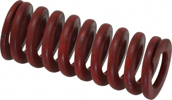 Die Spring: 5/8" Hole Dia, 11/32" Rod Dia, 1-1/2" Free Length, Red