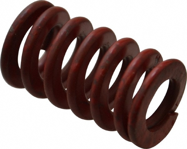 Die Spring: 3/4" Hole Dia, 3/8" Rod Dia, 1-1/4" Free Length, Red