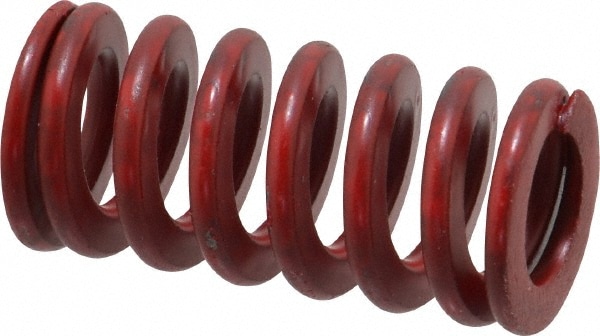 Die Spring: 3/4" Hole Dia, 3/8" Rod Dia, 1-1/2" Free Length, Red