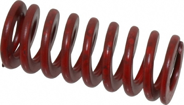 Die Spring: 3/4" Hole Dia, 3/8" Rod Dia, 1-3/4" Free Length, Red