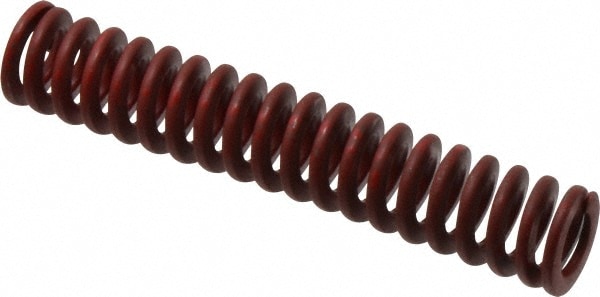 Die Spring: 3/4" Hole Dia, 3/8" Rod Dia, 4" Free Length, Red