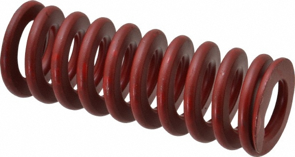 Die Spring: 1-1/2" Hole Dia, 3/4" Rod Dia, 4" Free Length, Red - 558.00 lb Max Deflection Load, 1.2000" Max Deflection, Medium Heavy-Duty, Chromium Alloy Steel