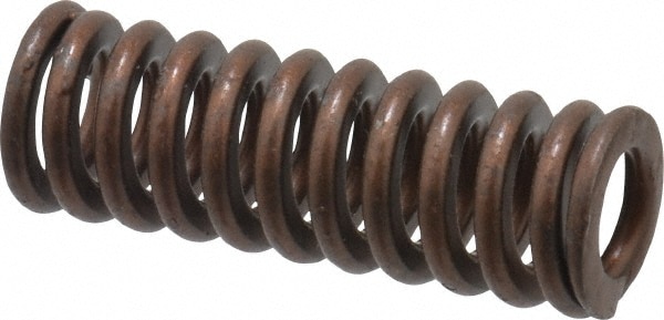 Die Spring: 3/8" Hole Dia, 3/16" Rod Dia, 1" Free Length, Gold