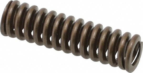 Die Spring: 3/8" Hole Dia, 3/16" Rod Dia, 1-1/4" Free Length, Gold