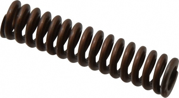 Die Spring: 3/8" Hole Dia, 3/16" Rod Dia, 1-1/2" Free Length, Gold