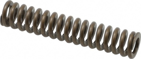 Die Spring: 3/8" Hole Dia, 3/16" Rod Dia, 1-3/4" Free Length, Gold