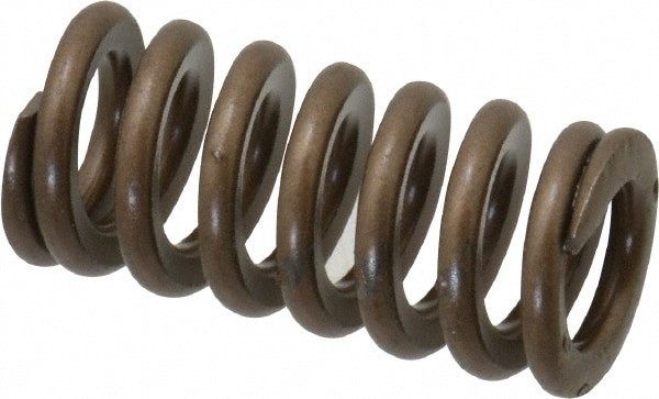 Die Spring: 1/2" Hole Dia, 9/32" Rod Dia, 1" Free Length, Gold