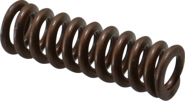 Die Spring: 1/2" Hole Dia, 9/32" Rod Dia, 1-1/2" Free Length, Gold