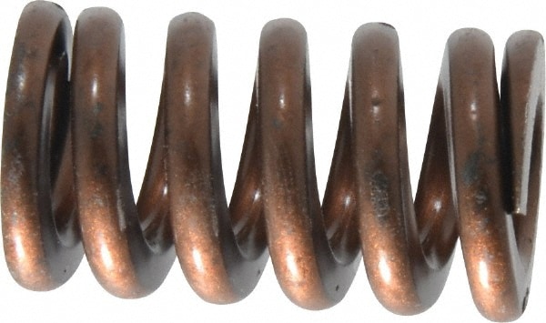 Die Spring: 3/4" Hole Dia, 3/8" Rod Dia, 1-1/4" Free Length, Gold